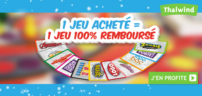 1 jeu acheté = 1 jeu 100% remboursé