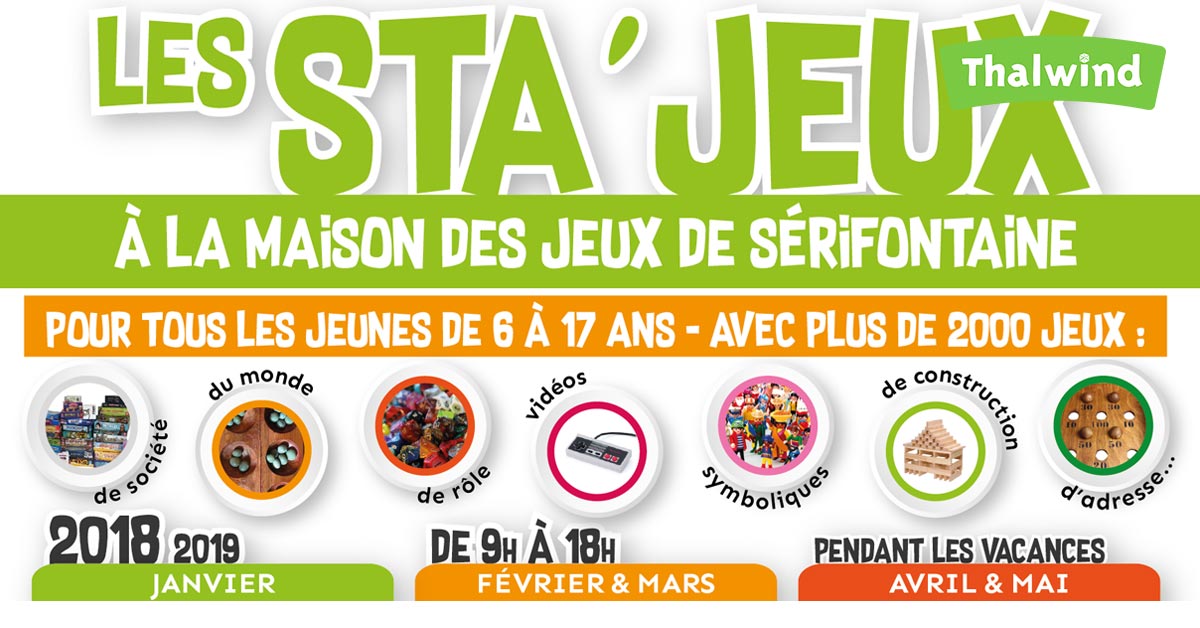 Sta’Jeux à la Maison des Jeux du 23 au 27 Avril 2018